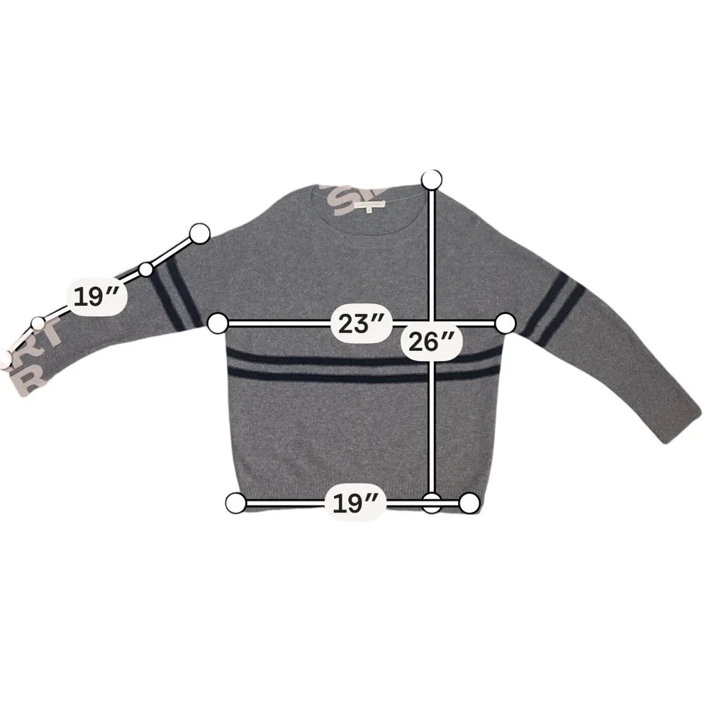 NakedCashmere Grey‎ 100% Cashmere Striped Crewneck Sweater N20171 Mens Medium
